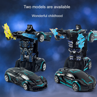 1pc impact deformable robot sports car toy, no batteries required, inertial impact one-button deformation toy car for boys, educ