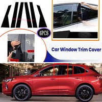 6PCS High Gloss Black Carbon Look Window Pillar Post Cover For Ford Escape 2020-2023 Protective Trim OE Style Set