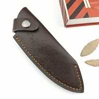 Vintage Style Calfskin Leather Knife Sheath with Floral Design Fanny Pack for Hunting - Water-Resistant, Snap Closure