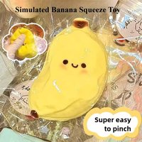 Taba Squishy Banana Squeeze Toy - Cute Stress Relief Fidget Sensory Toys for Kids Adults Soft Fake Food Prank Gift for Birthday