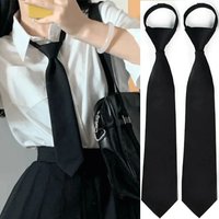 Japan and South Korea Unisex Black Simple Clip on Tie Security Tie Uniform Shirt Suit Neckties Lazy Neck Ties Students