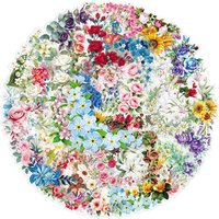 50/100PCS Transparent Floral Plant Art Doodle Stickers, Clear PET Waterproof DIY Decals for Phone Notebook Tablet Pencil Case