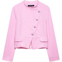 YENKYE New 2026 Women Double Breasted Pink Crop Blazer Long Sleeve Round Neck Pockets Casual Short Outerwear
