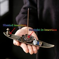 Traditional Zinc Alloy Boat-Shaped Incense Burners with a Holder | Plum Blossom Design,Straight Hole,Perfect for Home Decoration