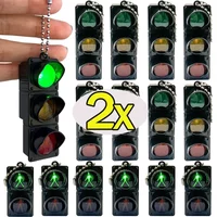 1/2Pcs Mini Traffic Light Keychain Adults Kids Creative Light-Emitting Pendant Pedestrian Light Fashion Bag Pendant Fashion Gift