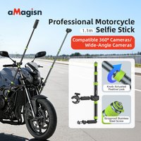 Professional Motorcycle Selfie Stick 34-110cm Metal Pole w 1/4Thread For GoPro 13 12/ DJI Osmo Action 5/ Insta360 X5 x 4 Parts