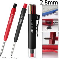 Longlife Automatic Pencil with Sharpener and 12 Pieces Carpenter Pencil Lead Refills 2.8mm Lead Refill Construction Pencils