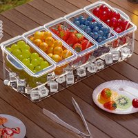2026 Taco Bar Serving Set for Party Ice Chilled Condiment Caddy Organizer 5 Removable Compartments Garnish Serving Tray Platter