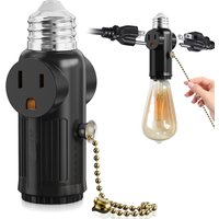 1pcs White Black Bakelite L5-15R US to E27 E26 Light Bulb Socket With Pull Chain Switch America Lamp Holder Conversion Base 10A