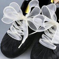 2.3CM Wide Flat Mesh Shoelaces, Satin Candy Color Laces for Sneakers & Flats, Princess Shoe Laces, Pure Color Ribbon Lace