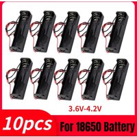 10pcs Black Plastic DIY Battery Storage Case Clip Holder Container 1 Slot 18650 Battery Storage Holder Box Cases Wire Lead Pin