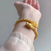 24K real gold dragon tail swinging bracelet domineering exquisite filigree craft au999 gold dragon bracelet advanced ancient