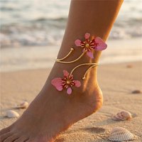 Bohemian Metal Enamel Flower Plant Anklets for Women Fashion Geometric Floral Anklets Daily Party Holiday Jewelry Accessories