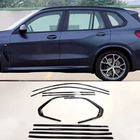 Black Steel Window Molding Frame Strips Trim Cover For BMW X5 G05 2018-2023