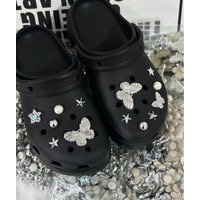 13pcs Shoes Charms Removable Ins Silver Butterfly Shoes Accessories for Girls Summer Shoes DIY Gift