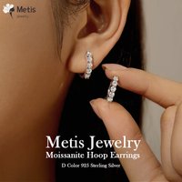 Metis 3carat Wedding Moissanite Diamond Hoop Earring 925 Sterling Silver Plated Platinum Huggie Earring with Luxury Fine Jewelry