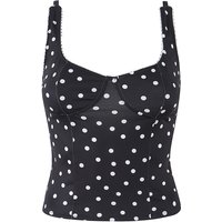 YENKYE Black Polka Dot Sexy Tank Top Women Summer Fitted Versatile Crop Top