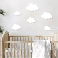 6Pcs/Set Nordic Style Wooden Cloud Sign Set Cloud Decoration Modern/Bohemian, Home Wall Decoration, Celestial Wall Art, Living Room and Room Decoration, Holiday Wooden Wall Stickers, Wedding Wooden