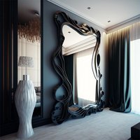 Wave Full Length Mirror Aesthetic Irregular Body Mirror Nordic Large Velvet Standing Wall Mirror for Bedroom Living Room Decor