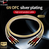 Câble de haut-parleur HIFI plaqué argent, câble de haut-parleur haut de gamme 6N OFC pour amplificateur, systèmes Hi-fi, prise Y, prise banane, câble de haut-parleur