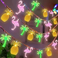 Hawaiian Party Decoration Light String 1.5M 10Led Pinrapple Flamingo String Lights Happy Summer Beach Ocean Birthday Party Decor