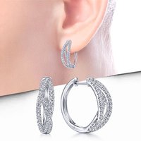 Huitan New Arrival Twist Design Hoop Earrings Silver Color Women Fashion Contracted Female Jewelry Daily Wear Wedding Accessory