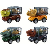 Dinosaur Truck for Kids Dinosaur Transport Truck with Dinosaur Toys Friction Powered Cars Pull Back Dino Car Playset for Boys