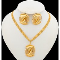 Dubai Earrings and Pendant Necklace Jewelry Set for Party African Clip Earrings and Necklace Plated Jewelry Set Accessories