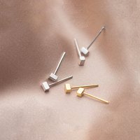 Silver Color Classic Rectangle Block Geometric Stud Earrings for Fashion Women Minimalist Fashion Jewelry Accessories