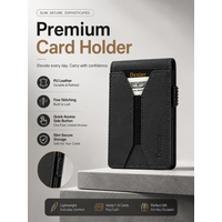 Denior Mens Wallet RFID Blocking PU Leather Pop Up Card Holder Slim Front Pocket Card Case With Quick Access Design For Business