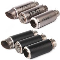Universal Motorcycle Exhaust Pipe Stainless Steel SC Modified Straight 51MM60MM Interface for Yamaha Kawasaki Models