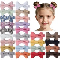 2.17 Inches Solid Colors Floral Mini Hair Bows Clip For Kid Girls Hairgrips Ribbon Covered Safety Bows Headwear Hair Accessories