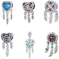 925 sterling silver pendant with heart and dream catcher beads, compatible with original bracelet necklace, DIY jewelry gift