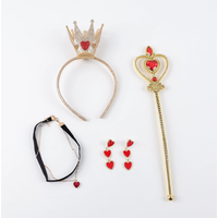 Hearts Queen Costume Red Queen Costume Accessories Crown Headband Wand Choker Necklace Socks Heart Ring Earrings hallowen