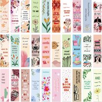 30Pcs Floral Inspirational Quote Paper Bookmarks Set Waterproof UV Bookmarks Page Markers Reading Accessories for Book Lovers