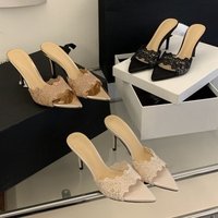 Designer Luxury Summer High Heel Women Slippers Fashion Open Toe Slip On Slides Ladies Elegant Stripper Party Sandalias
