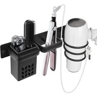 An der Wand montierter Haartrocknerhalter, Badezimmer-Aufbewahrungsregal, multifunktionale, platzsparende Aufbewahrungsbox für Haarpflege-Werkzeuge