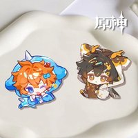 Genshin Impact Game Character Zhongli Morax Tartaglia Acrylic Badge Cartoon Cosplay Cute Enamel Pins for Backpack Jewelry