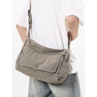 Retro Washed Canvas Crossbody Bag Unisex Large Capacity Casual Sports Style Shoulder Bag Messenger Bag Soft Fabric Summer 2025