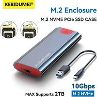 M2 SSD Case M.2 NVMe SATA SSD Enclosure Adapter 10Gbps USB 3.2 Gen2 USB C External Enclosure Supports M and B and B&M Keys