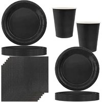 Simple black birthday party decoration theme paper tableware plates cups paper tablecloths balloons Baby shower products