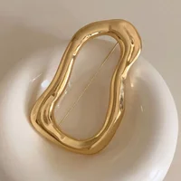 Trendy Irregular Big Circle Brooches for Women Men Gold Plated Silver Color Metal Lapel Pins Geometric Jewelry Gifts