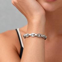 Punk Thick Link Chain Bracelet for Men Women, Stainless Steel Silver Color Heavy Chain, Gothic Hip Hop Jewelry Gift