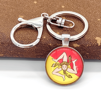 1Pc Sicilia Ethnic Keychain Backpack Keyring Italy Flag Souvenir Gifts Italy Key Chain