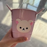 Rilakkuma Iron Storage Bucket Vintage Large Capacity Aesthetic Desktop Office Stationery Organizer Makeup Brush Holder