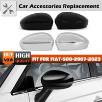 Fit For Fiat 500 2007 2008 2009 2010 2011-2023 Chrome /Gloss Black Rhyming Car Rearview Mirror Cover Cap 735452185 735452186