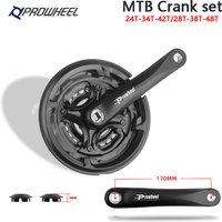 PROWHEEL Bicycle Crankset 24-34-42T 28-38-48T 7/8/9 Speed MTB Bicycle Crank Set 170mm Square Hole Bike Sprocket