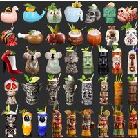 Hawaiian Ceramic Mug Creative Cocktail Glasses Cups Tiki Mugs Funny Beer Mug Personalized Zombie Mugs Bar Kitchen Accessories