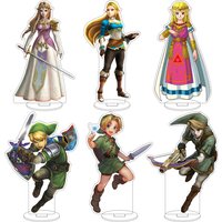 16CM Anime Game The Legend of Zelda Link Princess Zelda Cos Acrylic Figure Stand Ornaments Chrismas Gifts