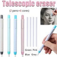 8pcs/set Creative Pen Shape Press Type Pencil Eraser Set, for Sketching Writing Erase Supplies Office Stationery Accessories